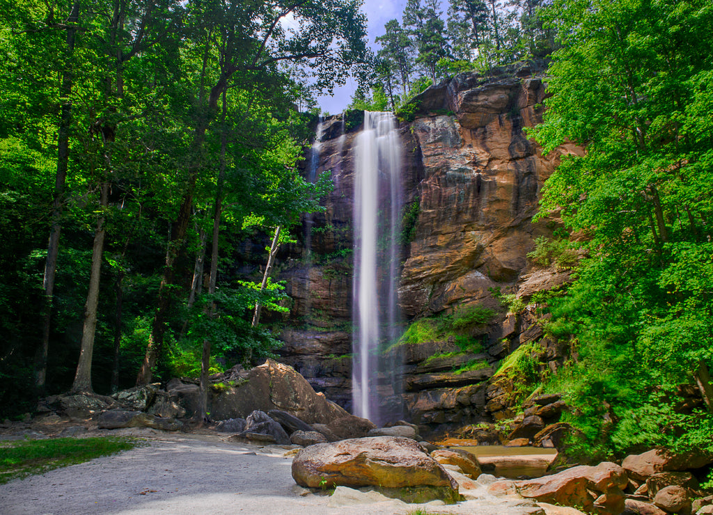 Beautiful high waterfall in the summertime, Georgia, USA