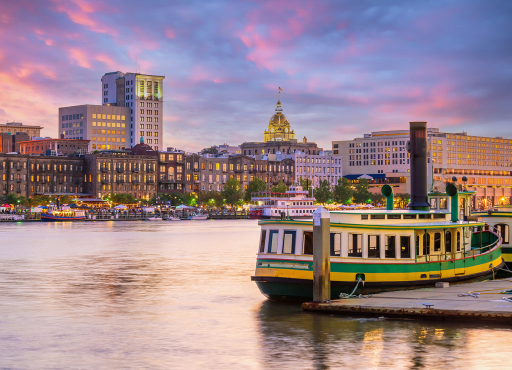 Historic District waterfront of Savannah, Georgia USA