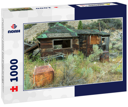 Abandoned Cabin and Rusty Refrigerator in Bayhorse Ghost Town, Idaho, USA