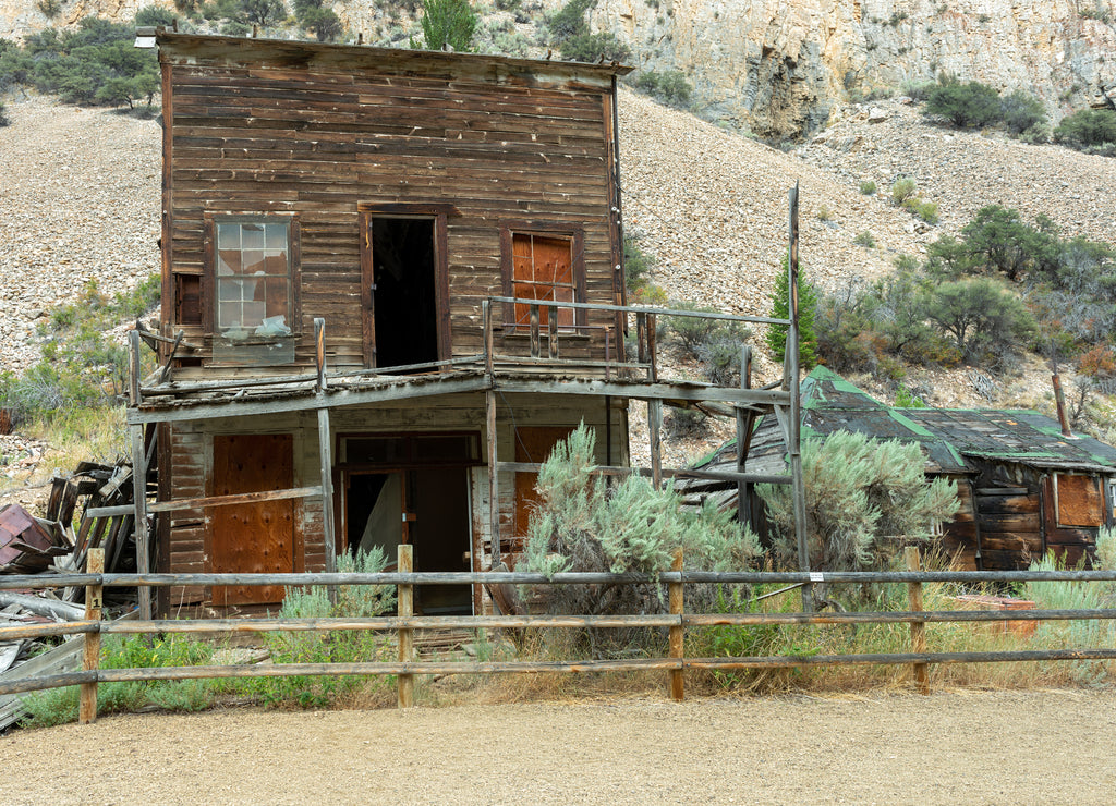 Abandoned Saloon in Bayhorse Ghost Town, Idaho, USA