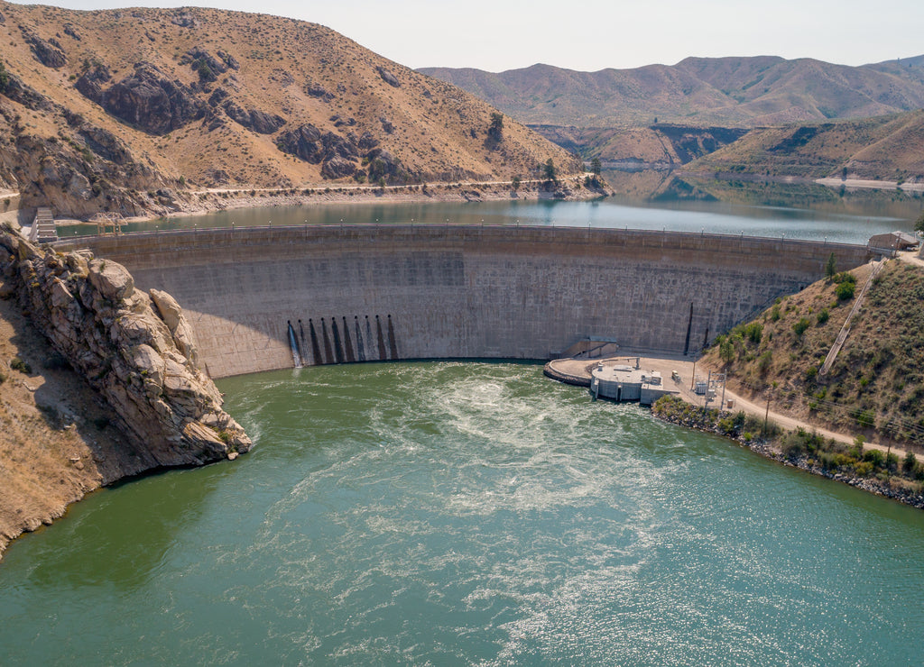 Hydroelectric Dam in Idaho with one side full