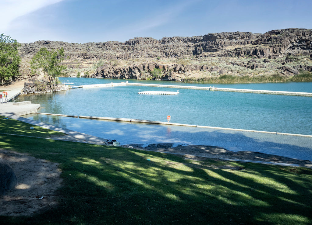 Lovely Lake Dierkes sparkling in the summer air in Idaho