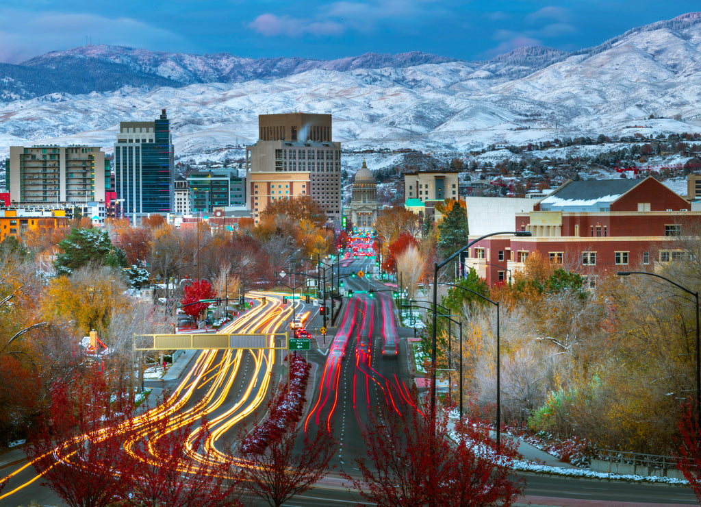 Boise , Idaho skyline traffic