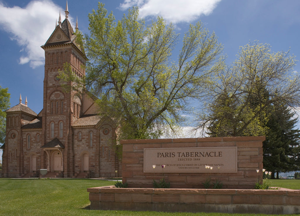 USA, Idaho, Paris. View of a Latter-Day Saints church built in 1888