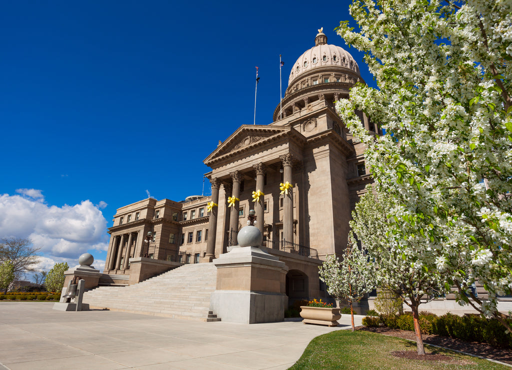 Capitol building in Boise decorated for Easter, Idaho