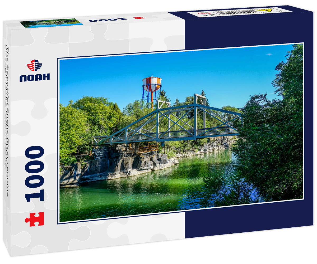 The beautiful Snake River running through Idaho Falls in Idaho