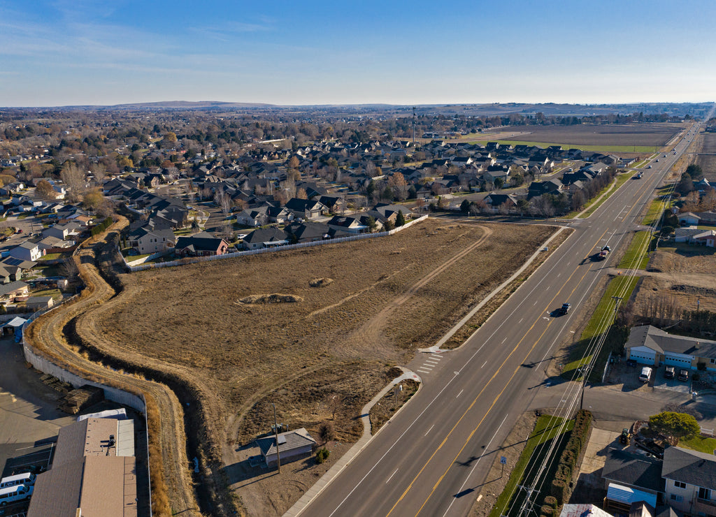 Residential Area With Empty Land Main Road in Nampa, Idaho