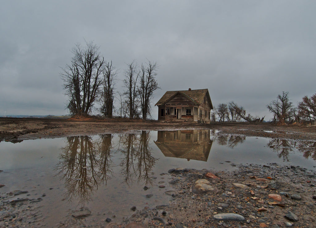 Abandoned Pioneer House on stormy day, Nampa, Idaho