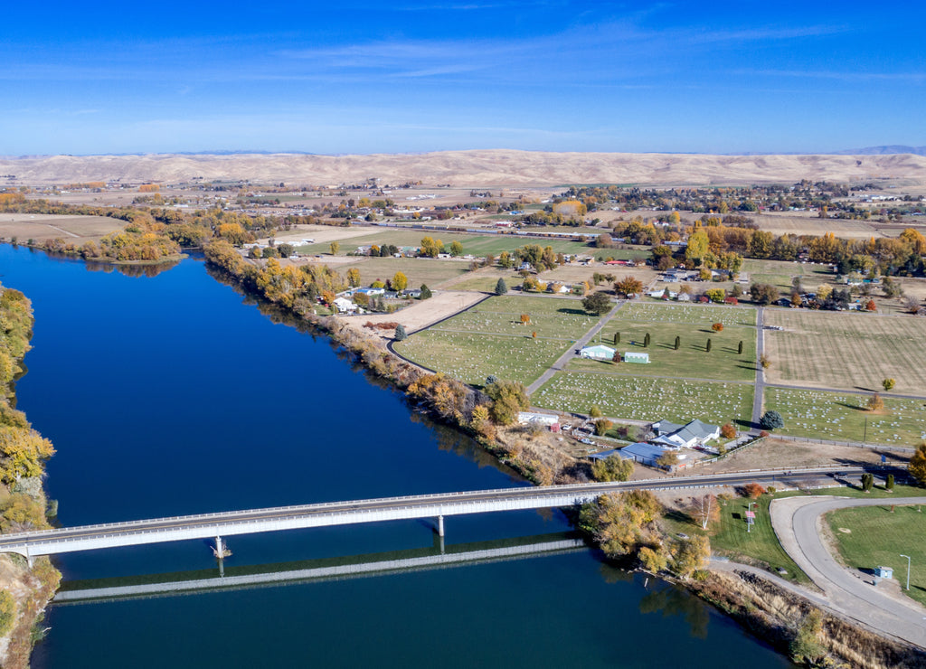 Aerial View of Snake River by Payette Idaho