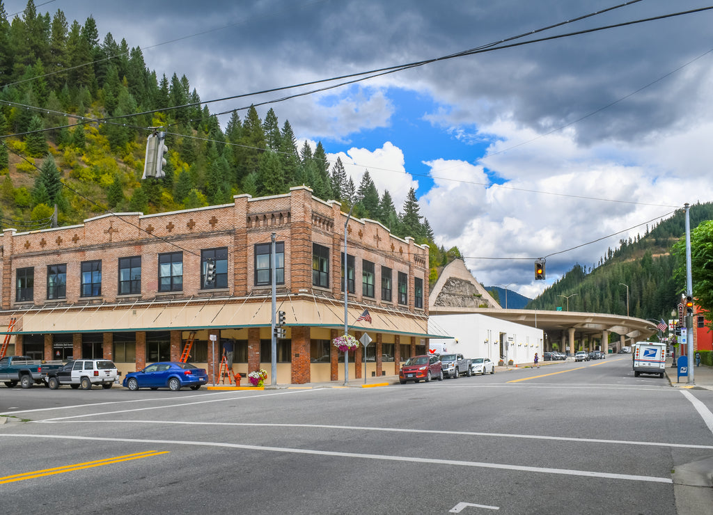 A freeway overpass, location of filming for the movie Volcano, in the historic mining town of Wallace, Idaho, USA