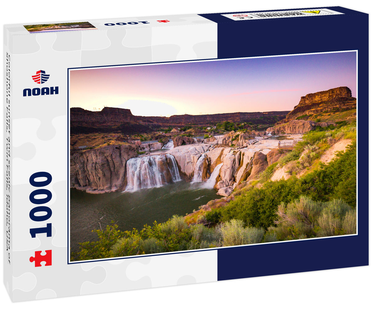 Colorful sunset and scenic panorama of Shoshone Falls, Twin Falls, Idaho, USA