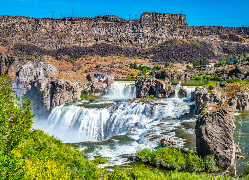 Beautiful Morning With Double Rainbows at Shoshone Falls in Twin Falls Idaho