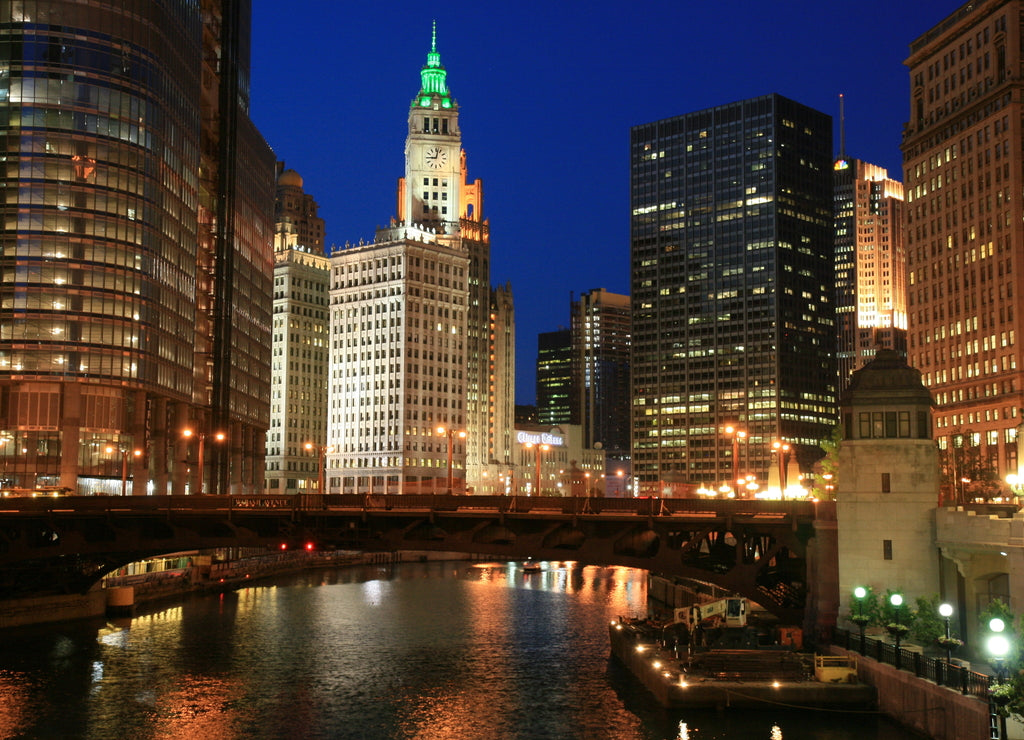 Chicago River at Night, Illinois