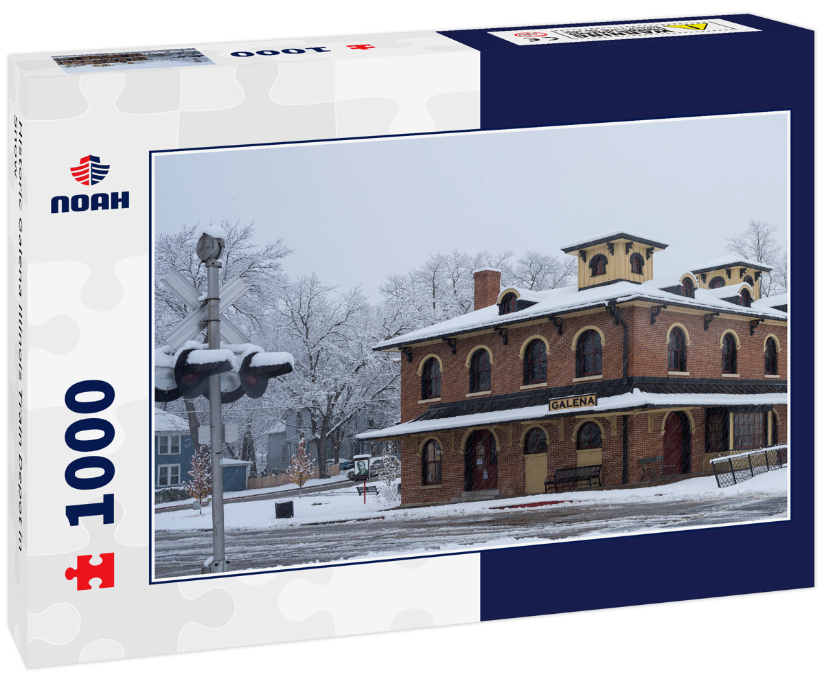 Historic Galena Illinois Train Depot in Snow