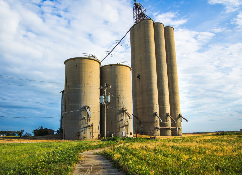 Grain silo concrete agriculture tariffs USA Champaign County Illinois