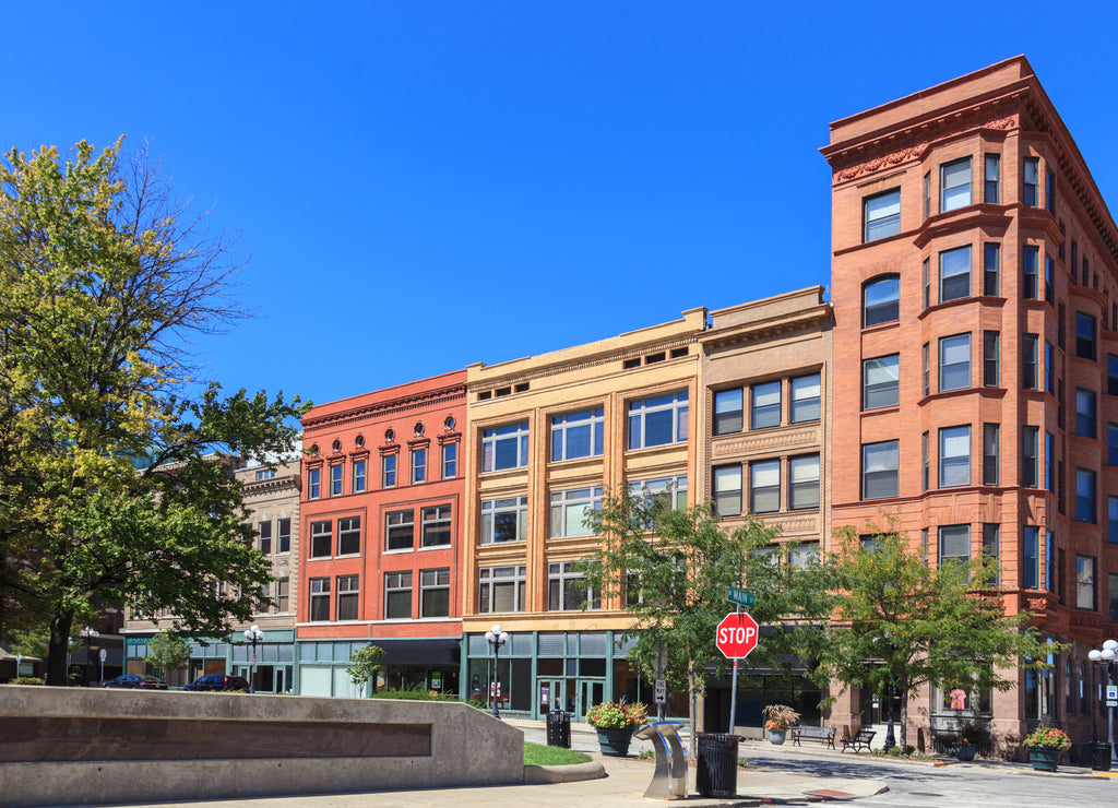 Buildings in historic downtown Bloomington Illinois