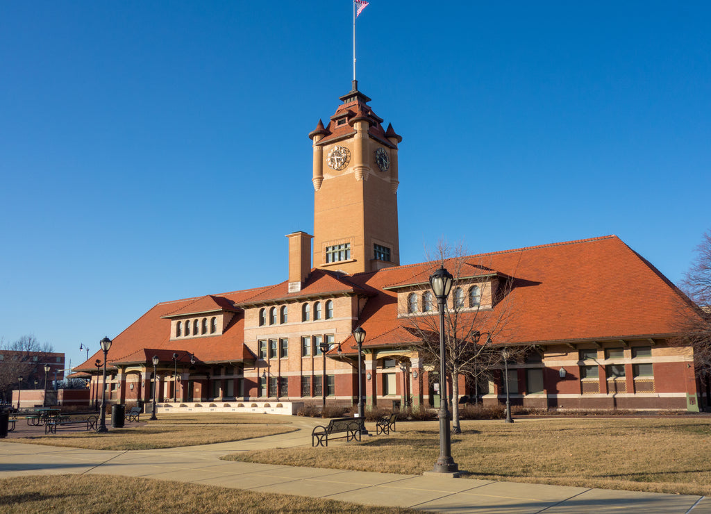 Historic Union Station train station depot in Springfield, Illinois, across from the Abraham Lincoln Presidential Library