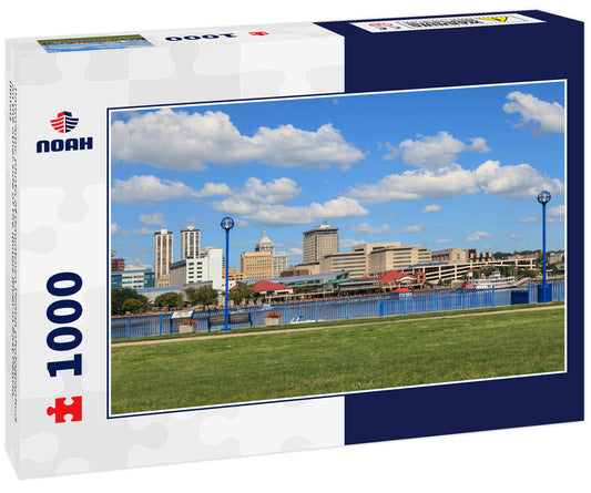 Panoramic photo of Downtown Peoria photographed on the other side of the Illinois River in East Peoria, Illinois