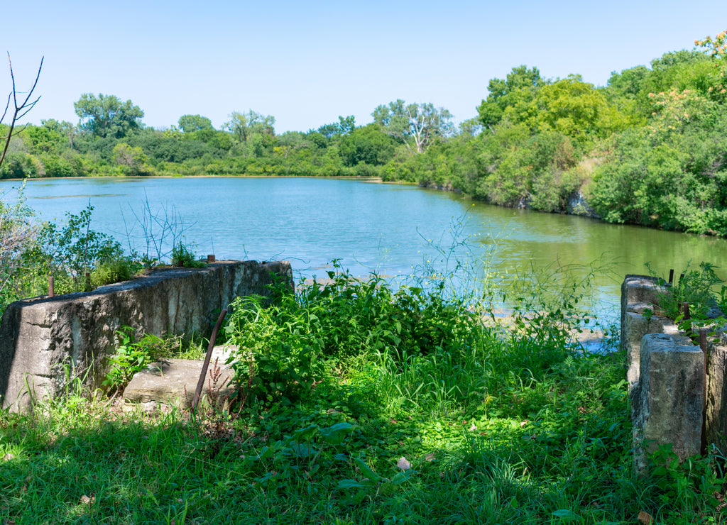 Shore of a Water Filled Quarry in Lemont Illinois