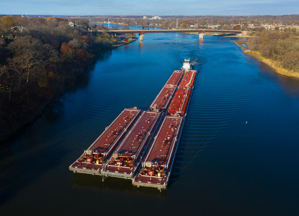 Barge on the Illinois River at Ottawa Illinois