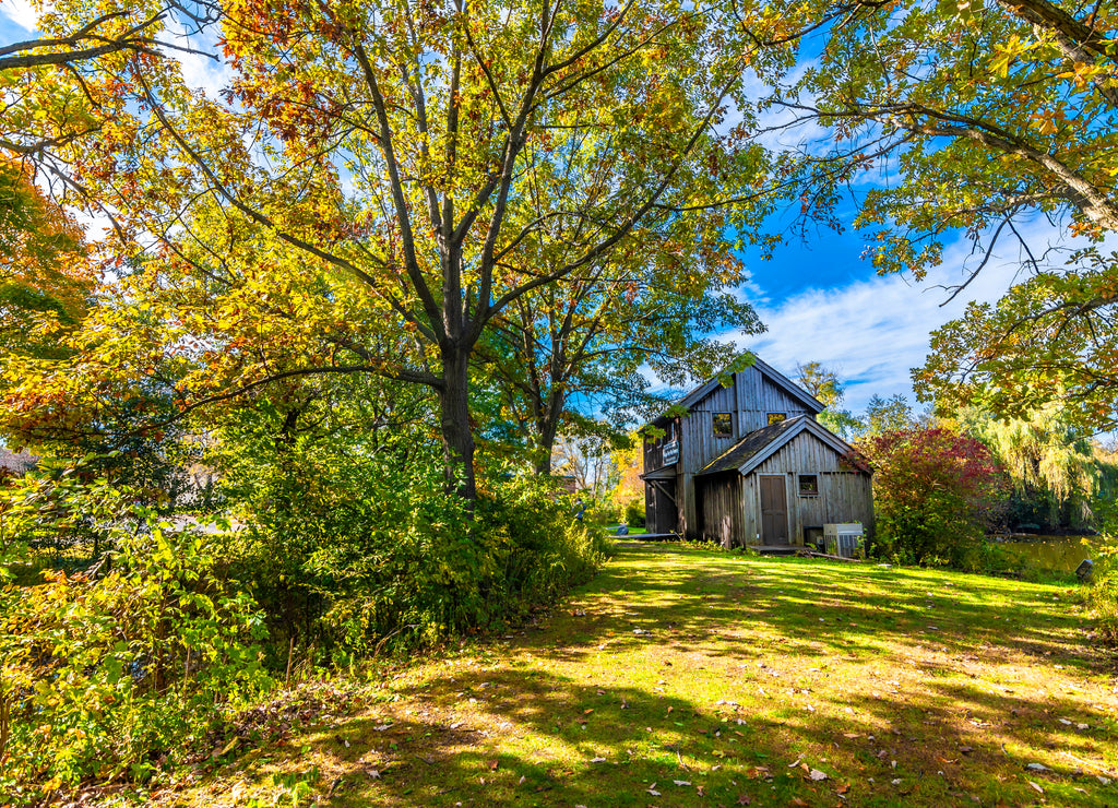 Old Watermill in Midway Village of Rockford Town, Illinois