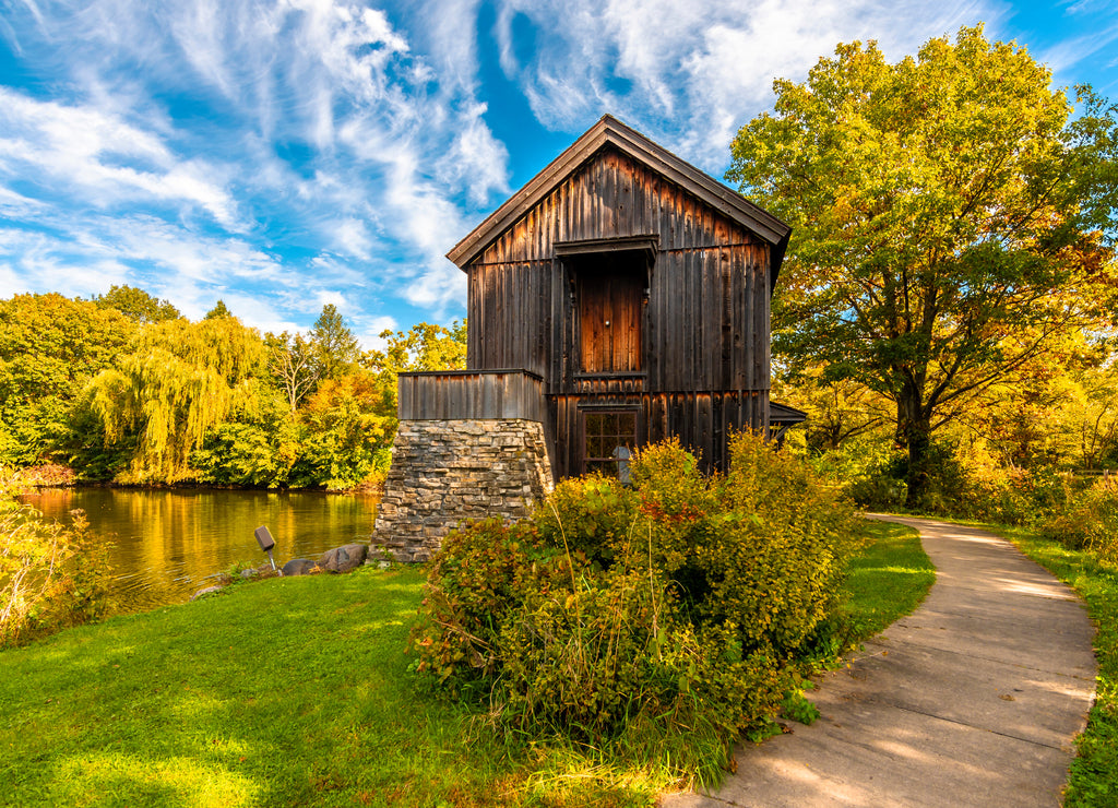 Old Watermill in Midway Village of Rockford Town, Illinois