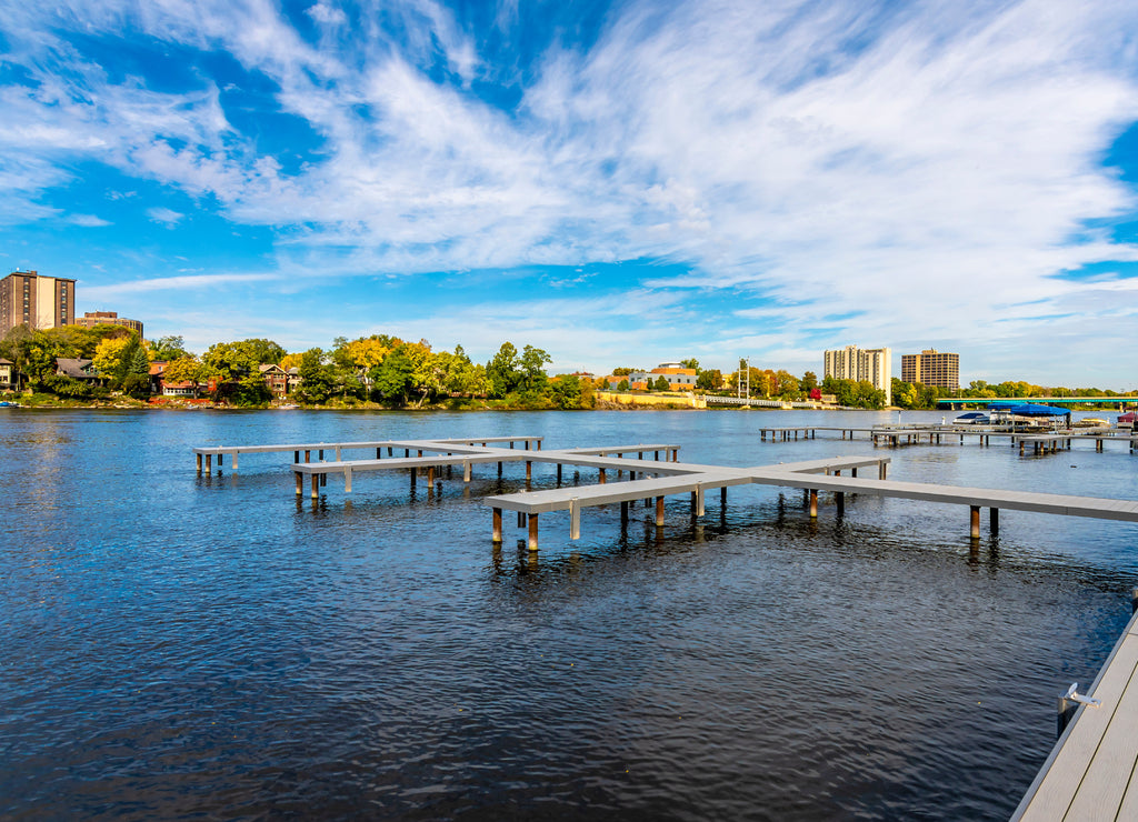 Rock River view in Rockford Town of Illinois
