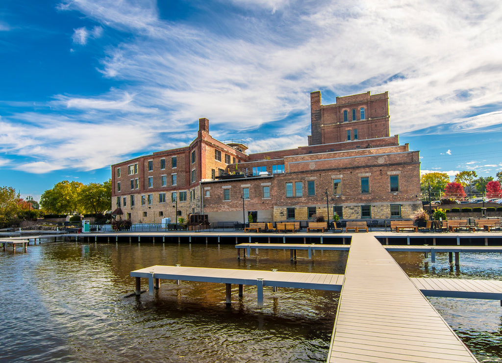 Rock River view in Rockford Town of Illinois