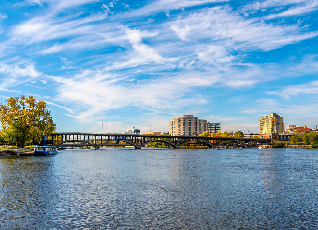 Rock River view in Rockford Town of Illinois