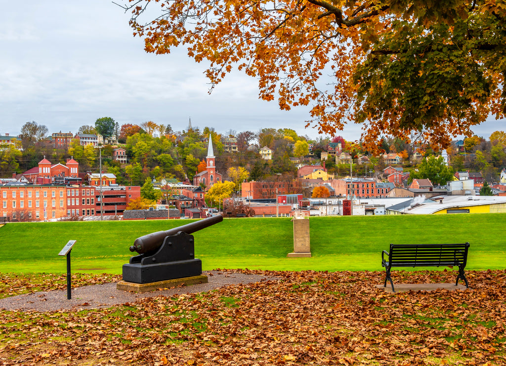 Historical Galena Town view at Autumn in Illinois of USA