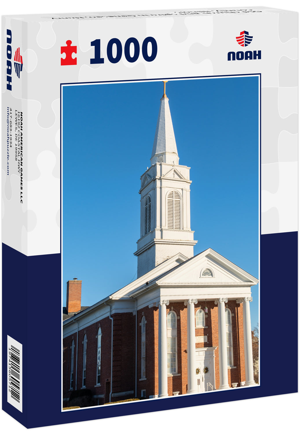 Old church and spire in Geneseo, Henry county, Illinois