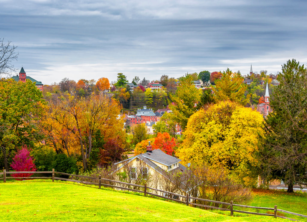 Historical Galena Town view at Autumn in Illinois of USA