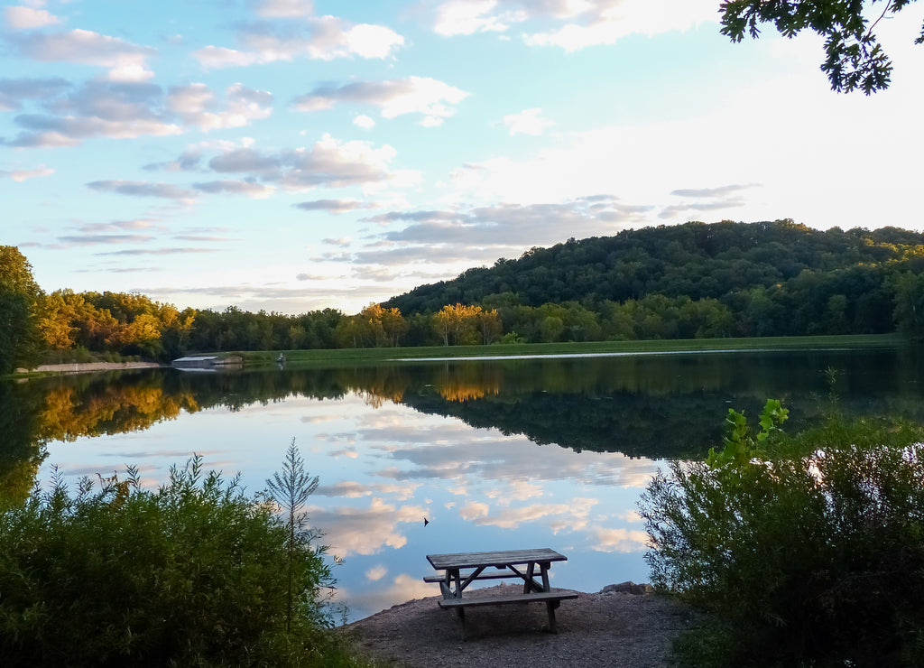 lake view at sunset in Brown county - Indiana