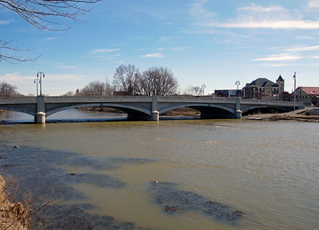 Concrete Arch Bridge over the Eel River in Logansport Indiana