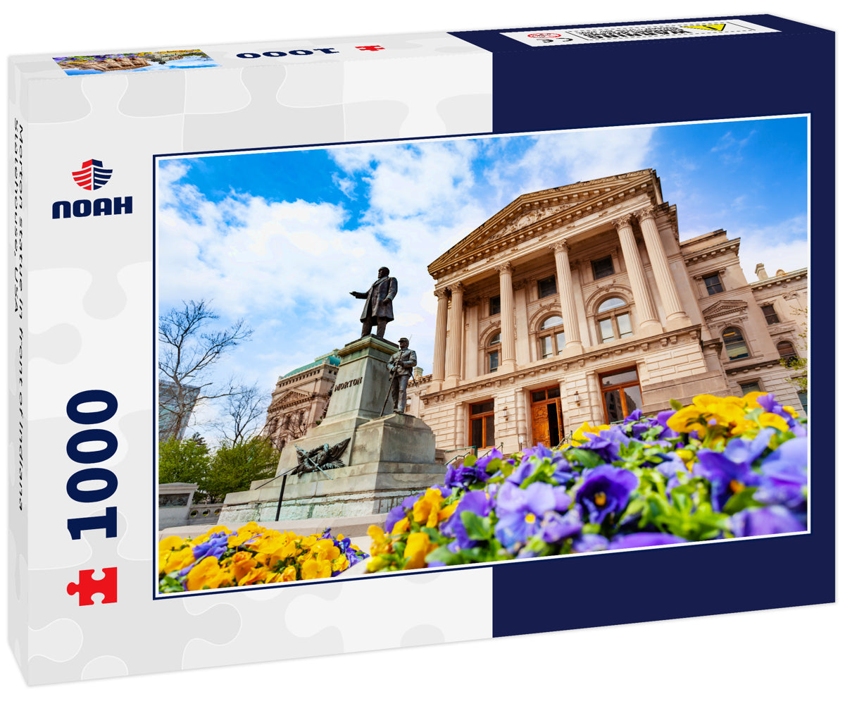 Morton statue in front of Indiana Statehouse, USA