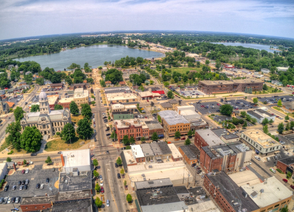 Aerial View of Downtown Warsaw, Indiana