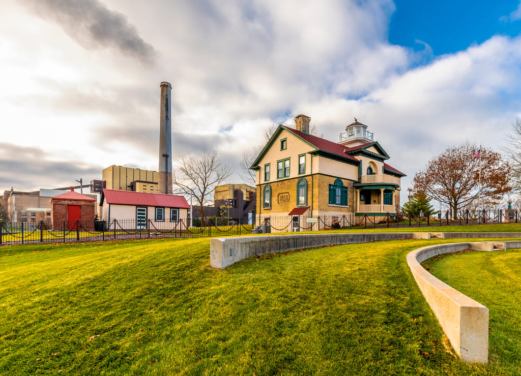 Old Lighthouse view in Michigan City of Indiana State