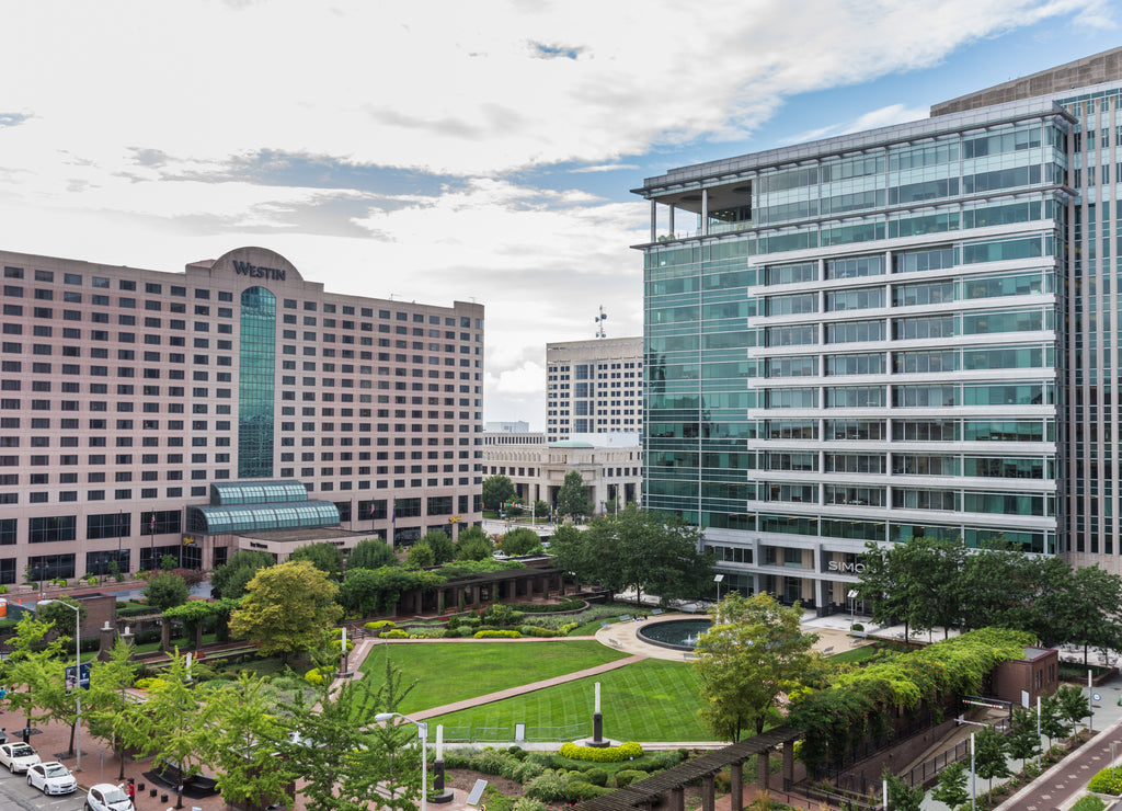 Architecture in Downtown Indianapolis Indiana During Summer