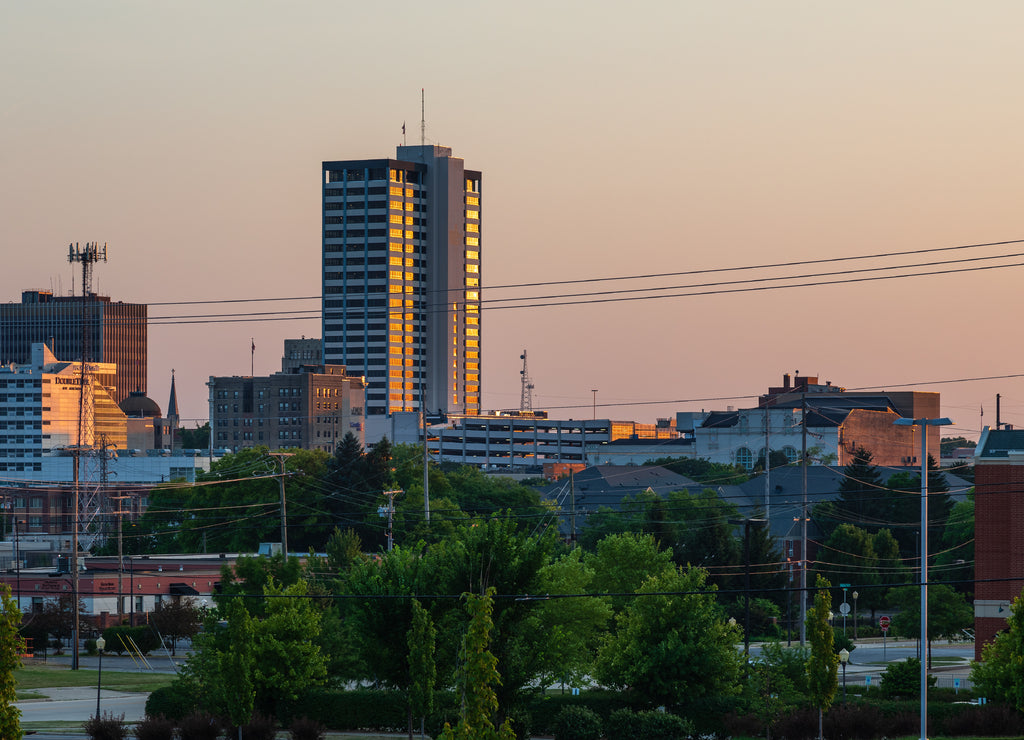 Sunset in Downtown South Bend, Indiana