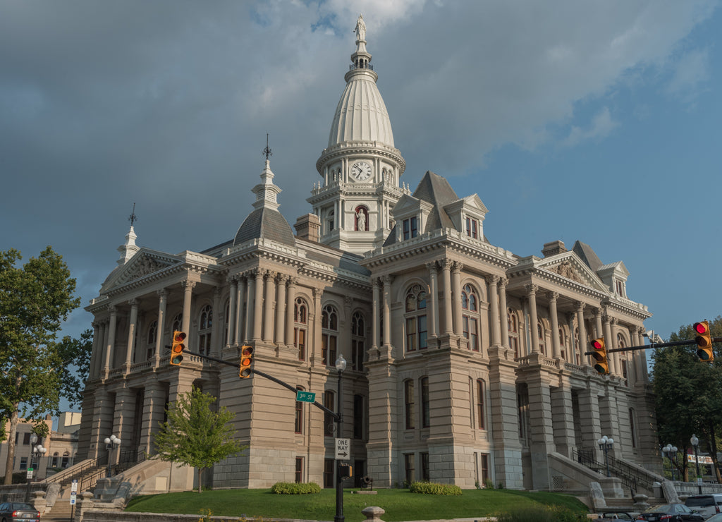 Tippecanoe County Courthouse, Lafayette, Indiana, in the summer