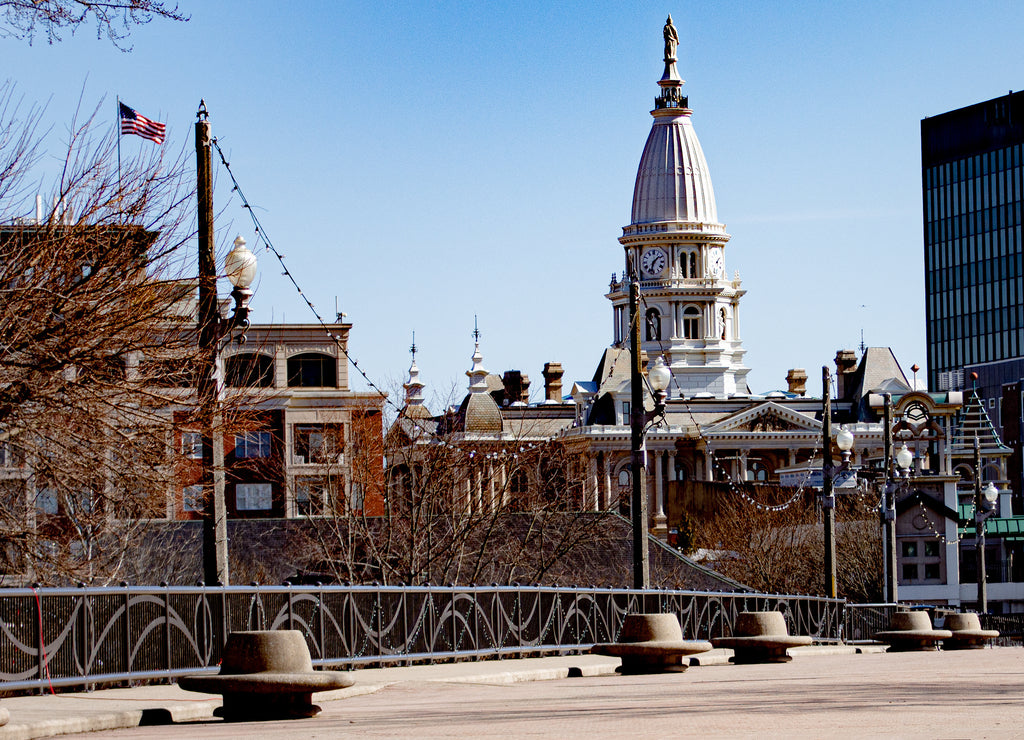 Lafayette Indiana Courthouse from walking bridge