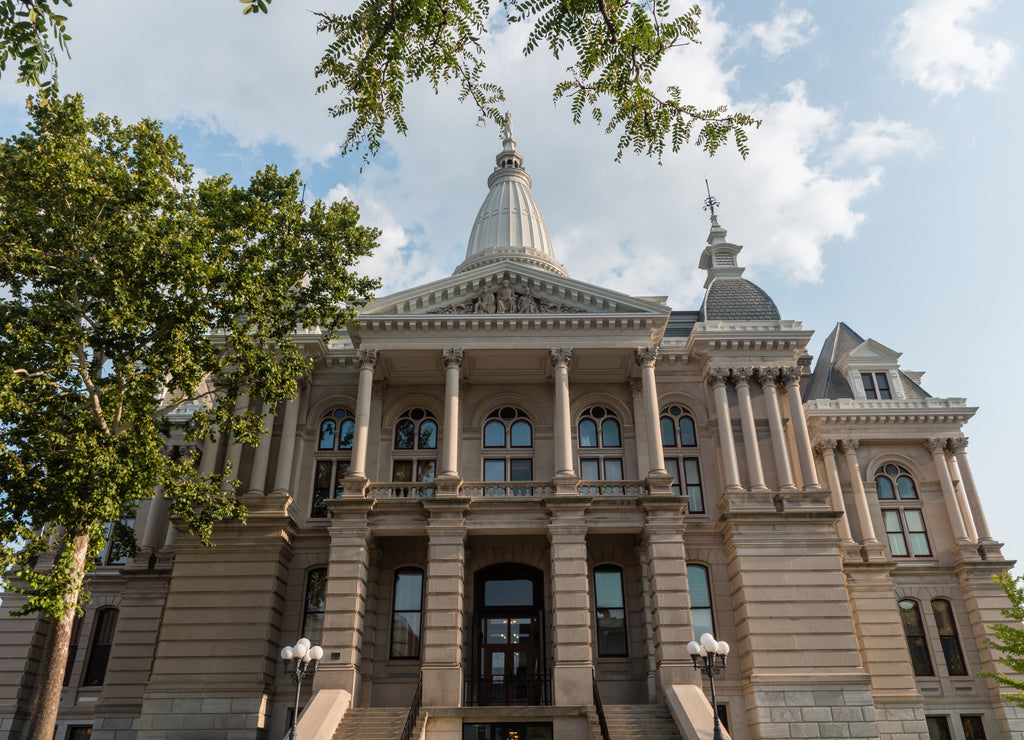 Tippecanoe County Courthouse, Lafayette, Indiana, in the summer