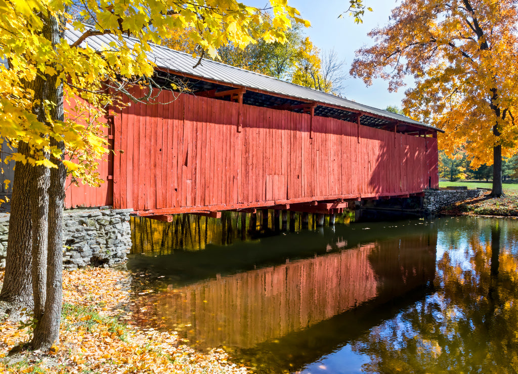 Irishman's Covered Bridge in Fall - Vigo County, Indiana