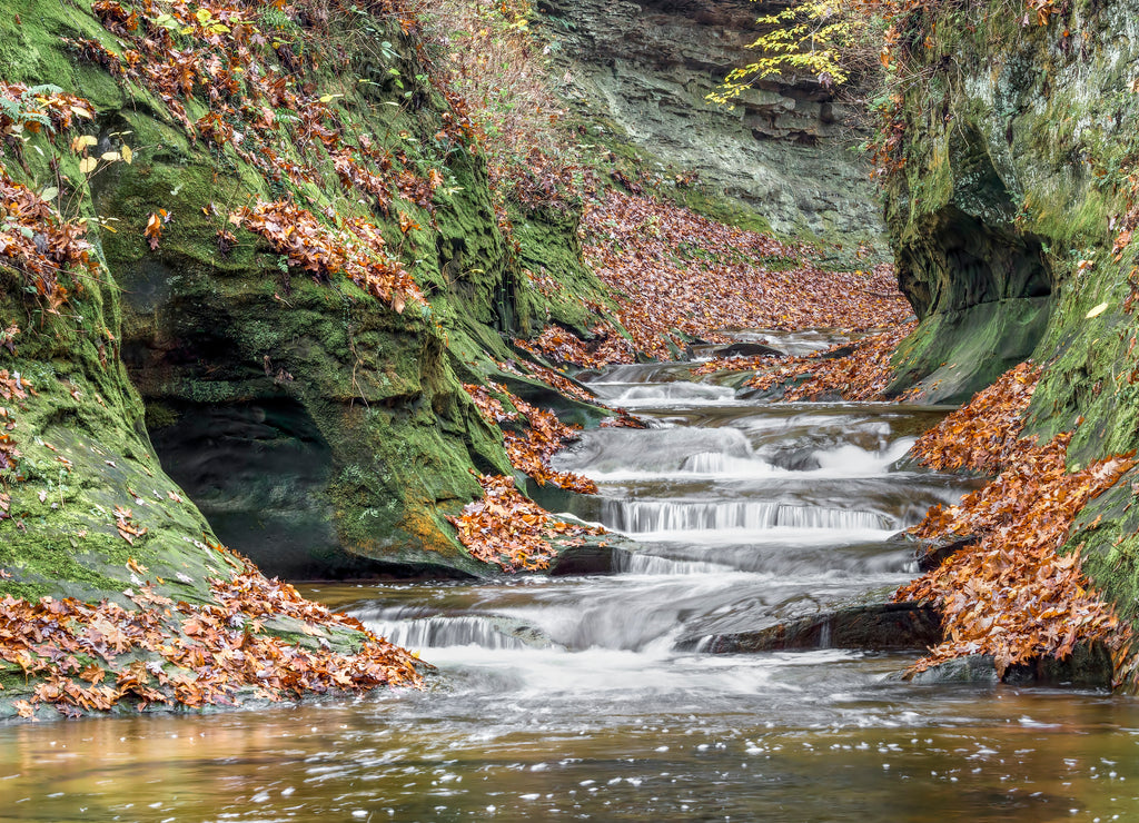 The Potholes at Fall Creek Gorge in Autumn - Warren County, Indiana