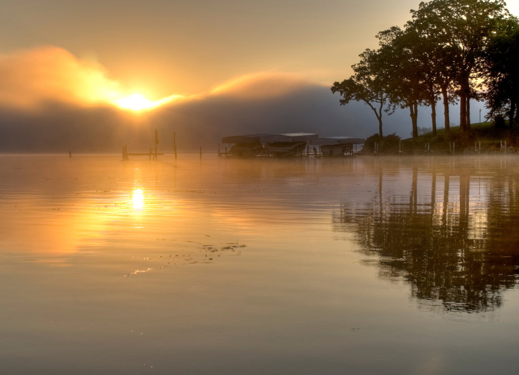 Sunrise Over glacial Lake Okoboji, Iowa USA