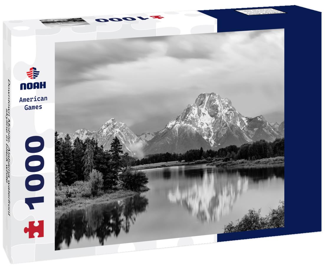 Noah Jigsaw Puzzle Downtown Mobile, Alabama waterfront skyline in black white 1000 pieces