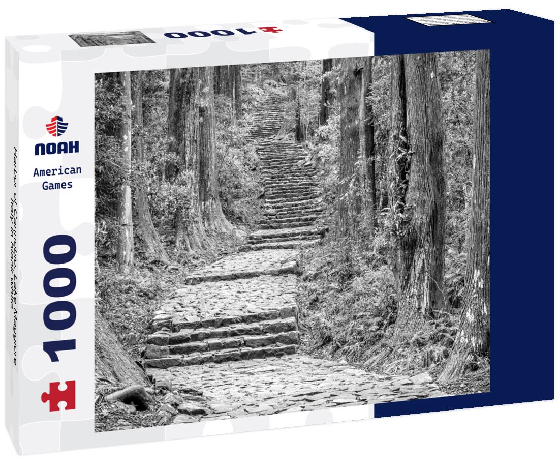 Noah Jigsaw Puzzle Harbor of Cannobio, Lake Maggiore, Italy in black white 1000 pieces