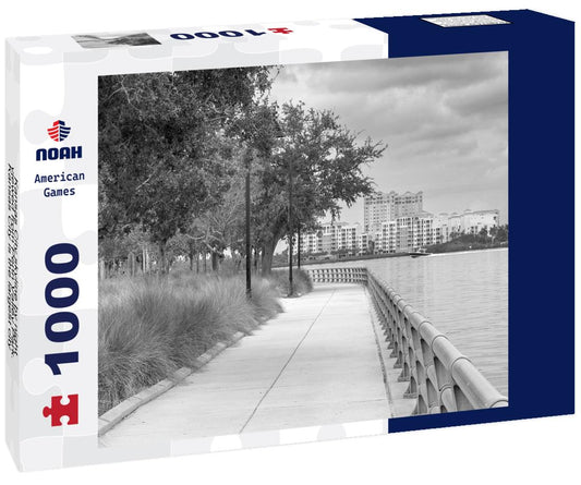 Noah Jigsaw Puzzle Kansas City skyline by night, viewed from Penn Valley Park. Kansas City is the largest city in Missouri in black white 1000 pieces