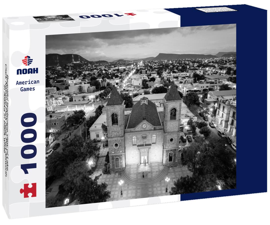 Noah Jigsaw Puzzle Beautiful landscape view of Lake Clark National Park near Port Alsworth in Alaska in black white 1000 pieces