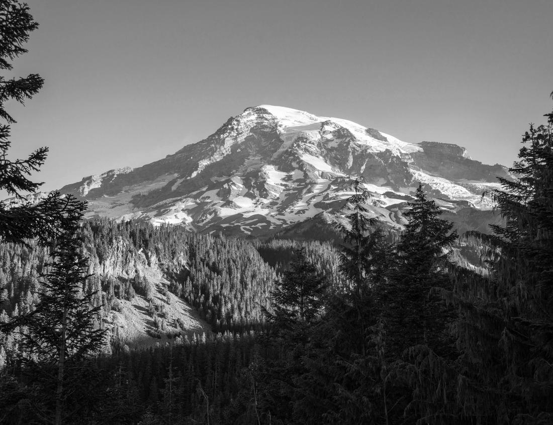 Noah Jigsaw Puzzle boulders, reflecting Ypsilon Mountain and Chiquita Mountain, illuminated by morning light in Rocky Mountain National Park, Colorado in black white 1000 pieces